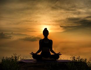 meditation, yoga, pose, sunset, sunrise, wellness, fitness